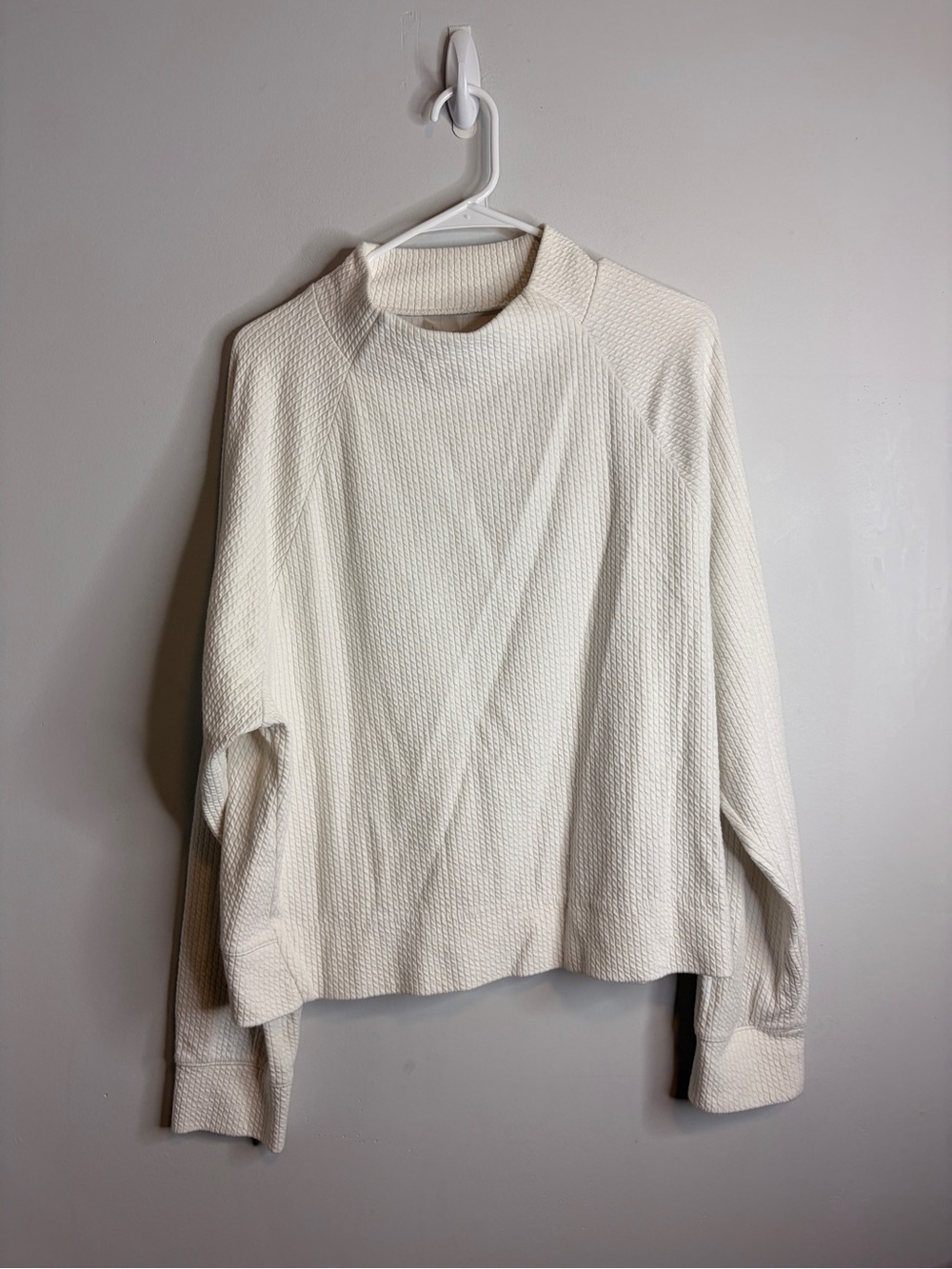 Calia Textured Funnel Neck Crewneck Sweater - Cream XXL